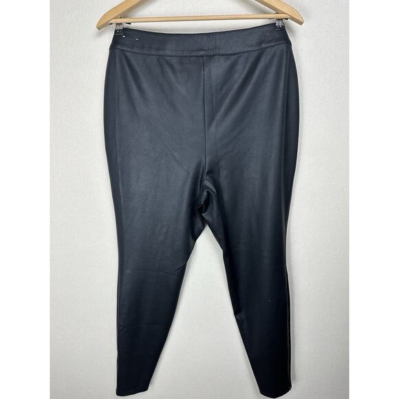 Lane Bryant Black Faux Leather High Waist Womens Ponte Leggings Pants Size 18/20 - Picture 6 of 7